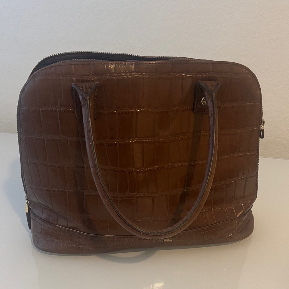Chic Brown Crocodile-Embossed Satchel